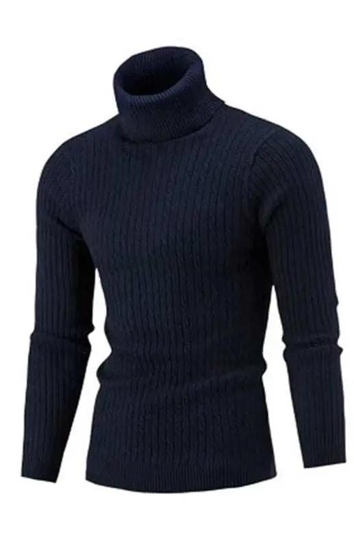 Cozy Elegance: Men's Slim-Fit Turtleneck Knit Pullover for Autumn-Winter - MENLL